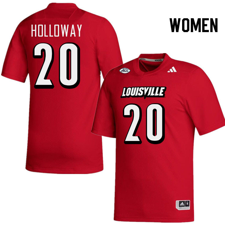 Women #20 Tayon Holloway Louisville Cardinals College Football Jerseys Stitched-Red